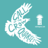 A white crow with "Call of the Crow Quartet" written inside against a teal background